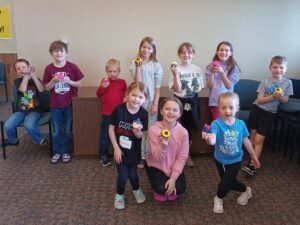Cute kids pose during mom and me cupcake class